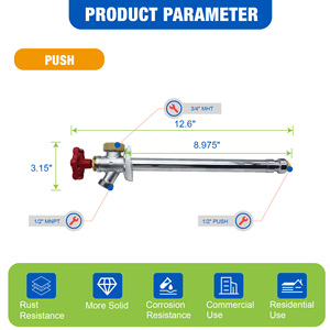 Robinet extérieur KING SMART anti-givre, raccord rapide 1/2 pouce, 8 pouces, faible teneur en plomb, certifié NSF UPC (Livraison gratuite au Canada) - Product Image 2