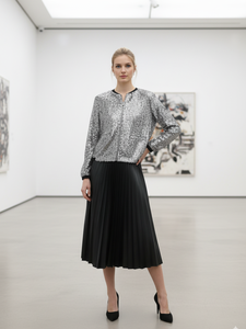 FALDA <span class=keywords><strong>MIDI</strong></span> CASUAL DE PIEL PU SUAVE PLISADA - Product Image 5