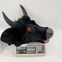 Boca móvil Casco de cabeza de vaca negra Máscara de cosplay de Halloween Máscara de cara completa de látex