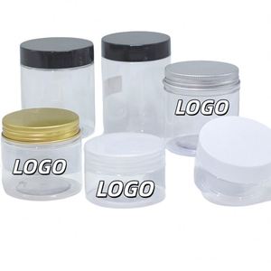 Custom 100ml 200ml 8oz 300ml 12oz 500ml clear White Black Amber Wide Mouth Cosmetic <b>Containers</b> Plastic Pet Jar with <b>Aluminum</b> Lid - Product Image 1