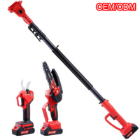 Scie à chaîne sans fil professionnelle 21V sans balais, mini-tronçonneuse électrique de 6 pouces, cisailles d'élagage 2-en-1, ensemble d'outils d'extension