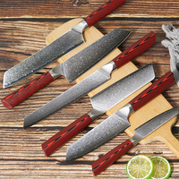 Ensemble de couteaux de chef en acier damas de qualité supérieure OEM, 5 pièces, manche G10, ensemble de couteaux de cuisine ultra-affûtés pour la cuisine à domicile