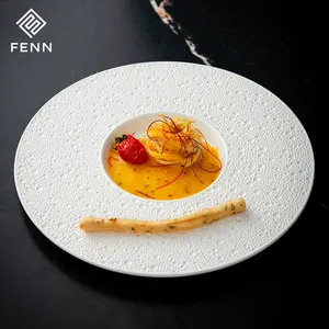 Modern Restaurant Porcelain Dinner Plate Dinnerware New Design Unique Lunar Surface Hotel Ceramic Tableware Plates