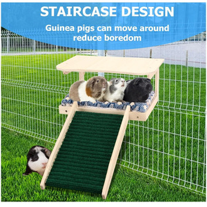 Wooden Guinea Pig Hideout With Stairs Detachable Small Animal <b>House</b> <b>Bed</b> Warm Design For Hamster Autumn Winter Use - Product Image 3