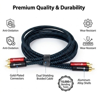 Cable de Audio RCA RASANTEK Chapado en Oro, Cobre OFC, Revestimiento de PVC, 0.5m-5m, para Reproductor de DVD, Proyector, Cine en Casa, Altavoz, Amplificador
