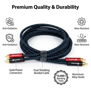 Câble audio RCA en cuivre OFC plaqué or RASANTEK avec gaine en PVC, 0,5m-5m, pour <span class=keywords><strong>lecteur</strong></span> DVD, projecteur, home cinéma, amplificateur <span class=keywords><strong>de</strong></span> haut-parleurs - Product Image 2