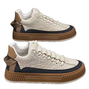Men's Casual Board <b>Shoes</b> with Leather Surface Waterproof and Thick Sole Height Increasing <b>Slip</b>-On Sneakers Walking Style <b>shoes</b> - Product Image 3