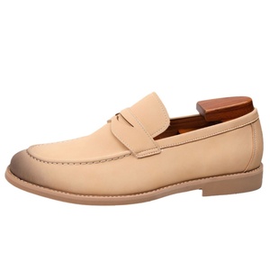 Mocassins en cuir décontractés pour hommes couleur claire, style britannique, en cuir véritable, daim Tods, mode transfrontalière, grande taille - Product Image 1