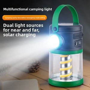 Linterna Solar Impermeable IP65 para Acampar al Aire Libre, LED, <span class=keywords><strong>5</strong></span> Modos, Banco de Energía, Carga Tipo-C, Luz de Emergencia para Tienda de Campaña - Product Image 1