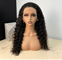 Perruque en cheveux humains Remy bouclés, densité 200%, sans colle, avec dentelle HD 13*4, noir naturel, pré-épilée avec baby hair, pour femmes noires