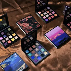 Palet Eyeshadow Pigmen Tinggi 16 Warna Gaya Baru 2020 Label Pribadi Palet Eye Shadow dengan Elemen Geografis Nasional