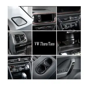 car interior accessories for volkswagen vw taos tharu 2019-2024 stainless steel gear panel door bowl vent dashboard kit parts