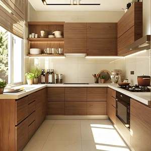 Muebles de Cocina Modulares Contemporáneos de Madera Ecológica, Gabinete de Almacenamiento Personalizado, Instalación de Pared, Diseño Moderno y Elegante - Product Image 2