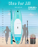 Planche à pagaie gonflable (SUP) sur mesure en EVA/PVC, légère (8,2 kg), portable, système à 3 ailerons pour les eaux calmes et briseées de l'océan