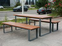 Meubles d'extérieur imperméables, table de pique-nique en bois pour camping, restaurant, parc, table à manger longue et ensemble de bancs