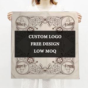 In Stock Cheap Wholesale Custom Bandana With Logo Cotton Silk Polyester Bandana <b>Scarf</b> Printed <b>Black</b> Ethnic Bandanas - Product Image 1