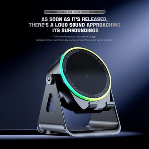 Loa Mini Di Động Bằng Nhựa Xoay 360 Độ Giá Đỡ Điện Thoại RGB 15W Cho 5.3 Sạc Nhanh Không Dây Hộp Âm Thanh Loa Siêu Trầm - Product Image 3