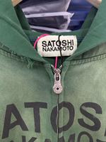 Vestes en coton épais délavé style punk de marque de créateur SATOSHI NAKAMOTO, sweats à capuche zippés, vestes vertes