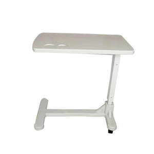 Hospital <b>Table</b> Rectangle White Pneumatic Height <b>Adjustable</b> Trestle Base For Ward And Bedroom Use - Product Image 1