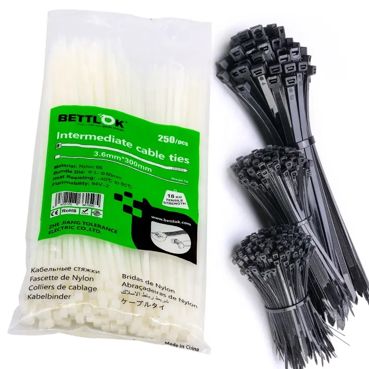 Supplier Black Pa 66 Material Plastic Nylon Cable Tie Supplier Cable Clamp Strap Wraps
