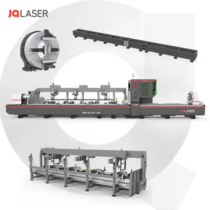 JQlaser 3 צ'וקים סיבים לייזר חיתוך צינור 5 צירים מכונת חיתוך צינור לייזר תלת מימד עם ראש חיתוך שפוע