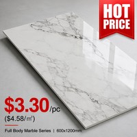 Baldosas de Porcelana de Alta Gama con Acabado Brillante, Tipo Losa de Roca, para Piso/Pared, 600x1200mm, Antideslizantes, de Lujo, Estilo Mármol, para Sala de Estar, con 3 Años de Garantía