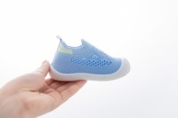 Chaussures-chaussettes grises en tricot pour bébé, premières chaussures de marche, respirantes, souples, semelle TPE antidérapante avec languette de traction, vente en gros