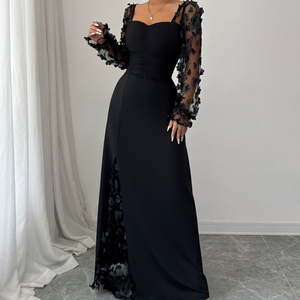 ชุดเดรสลูกไม้แขนยาวแบบเย็บปะติดปะต่อที่หรูหราและสง่างามสำหรับผู้หญิง - Product Image 4