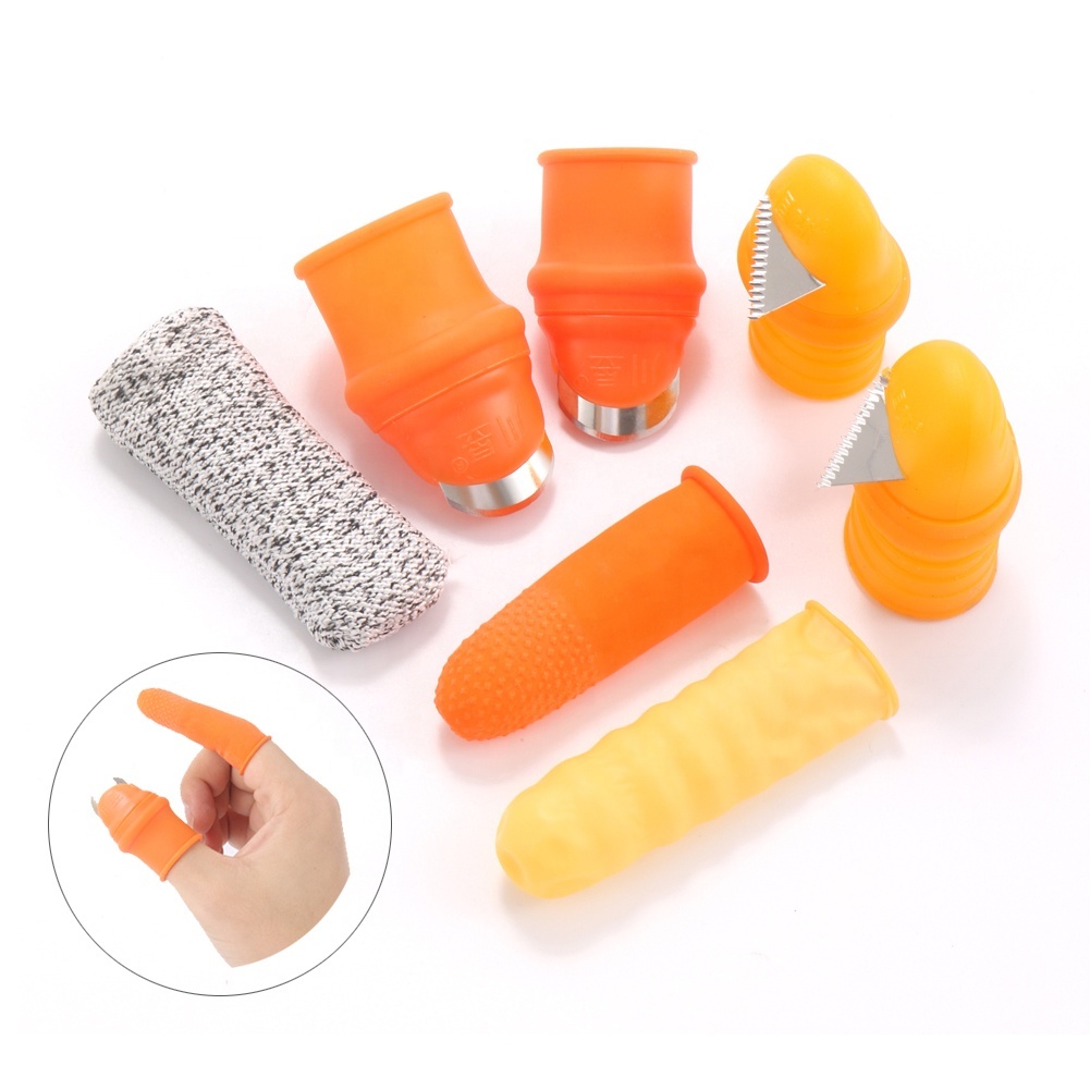 Protecteur Doigt Jardin – Pouce Orange Avec Lame Acier Inox – Coupe Branches, Fleurs – Taille L Ou M – Silicone Respirant – Outil De Jardinage Précision
