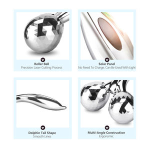 Argent 3D <span class=keywords><strong>Massage</strong></span> du visage Outil de relaxation Visage mince Masseur en forme de corps entier Lifting Wrinkle Remover Jade Roller - Product Image 5