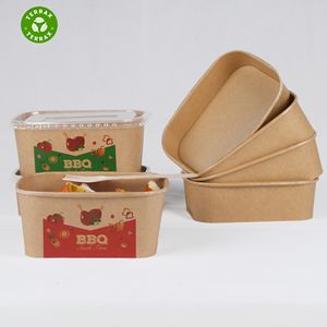 Boîtes rectangulaires en papier, contenants de stockage jetables, biodégradables, gaufrage, boîtes rigides, compatibles micro-ondes, résistantes aux fuites et à la graisse - Product Image 3