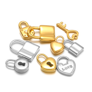 Gold & <b>Silver</b> Plated Stainless Steel Cute Heart Lock <b>Charms</b> Unisex Fashion Pendants for DIY Jewelry Making Gift - Product Image 3