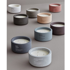 Private Label Aromatherapy Custom Scent Soy Wax Cement White Candle Jar Ceramic Candle Container Vessel