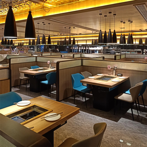 โต๊ะบาร์บีคิวและหม้อไฟไร้ควัน ได้รับการรับรองมาตรฐาน CE ฮันโบ โต๊ะบาร์บีคิวและหม้อไฟแบบรวมสำหรับบุฟเฟ่ต์ไห่จื้อ - Product Image 6