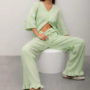 Custom Wear Sleep Night Women Sets Pajamas Silk Christmas, Printed Satin Sleeve Long Quality High Nightgown/
