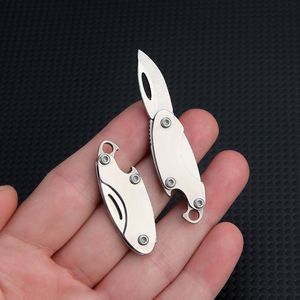 Mini couteau pliant en acier inoxydable avec ouvre-bouteille, porte-clés, outil de coupe compact multi-usages - Product Image 1