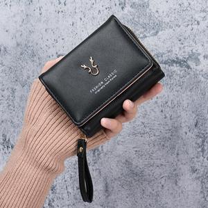New Women's Fashion Wallet PU Leather Short Zipper & Hasp Waterproof Coin <b>Purse</b> Triple Fold Buckle Card Bag Polyester Daily Use - Product Image 4