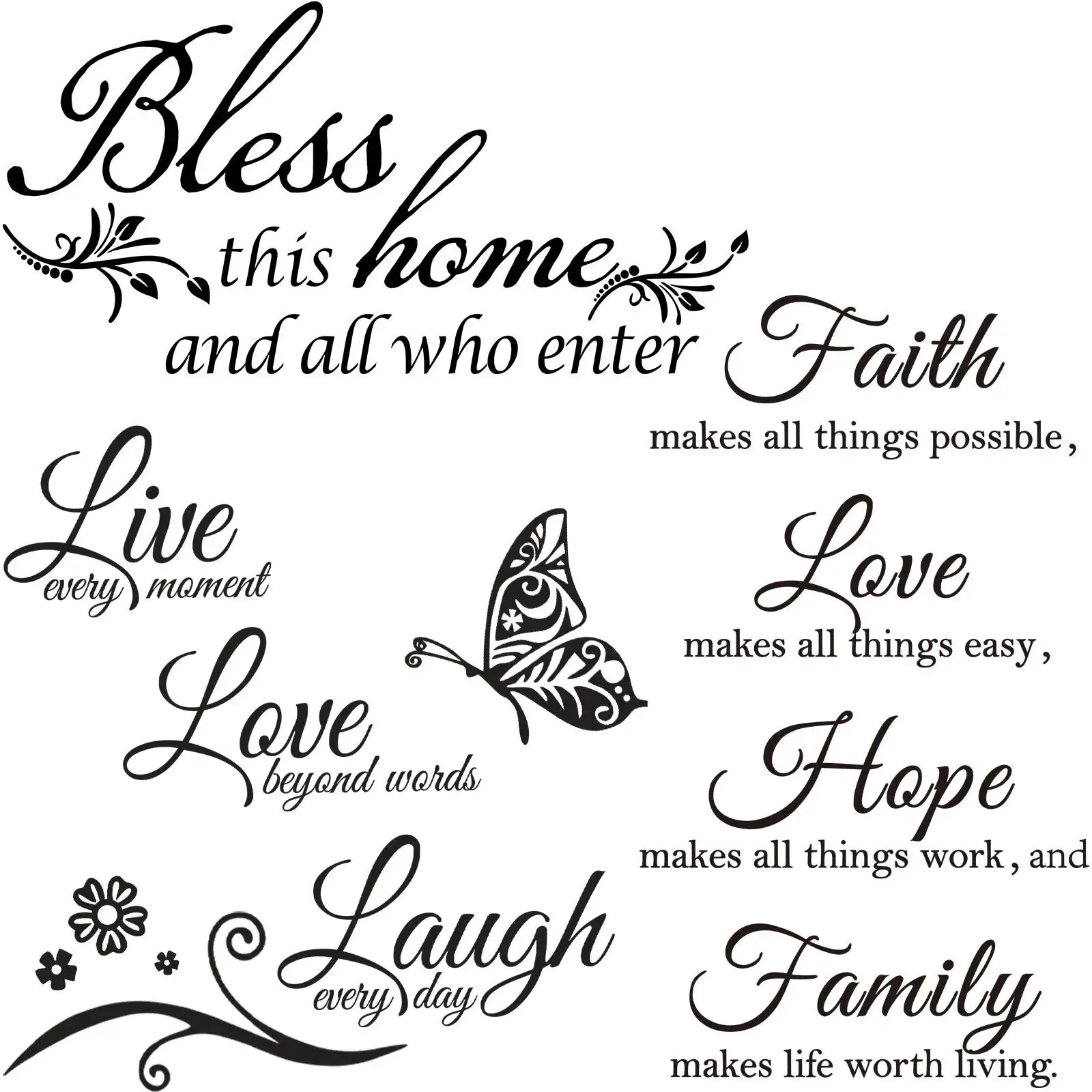 Vinyl Wall Quote Faith Hope Love Family Inspirational Wall Window Sticker For Home Decorations