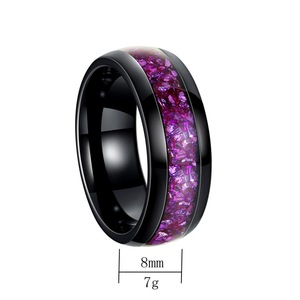 Anillo <span class=keywords><strong>de</strong></span> Boda y para Parejas Unisex <span class=keywords><strong>de</strong></span> Acero Inoxidable 304 con Amatista, <span class=keywords><strong>de</strong></span> Alta Gama, Electrochapado, Nuevo y en Oferta - Product Image 2