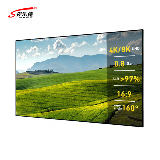 Projector Screen Wall Mount 120 Inch 16:9 HD 4K Indoor ALR Projection Screen for Home Theater Fixed Frame Projector Screen