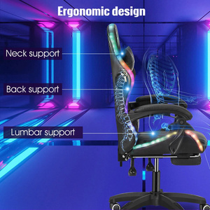 CA envío <span class=keywords><strong>gratis</strong></span> Silla <span class=keywords><strong>de</strong></span> juegos con altavoz Bluetooth y luz Led Rgb silla ergonómica <span class=keywords><strong>de</strong></span> masaje <span class=keywords><strong>para</strong></span> juegos <span class=keywords><strong>de</strong></span> ordenador con reposapiés - Product Image 2