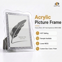 Cadre photo unique en acrylique argenté brillant, impression UV, logo personnalisé, vente en gros, OEM ODM, directement de l'usine