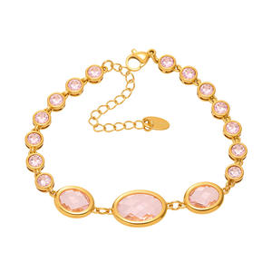 मिरडिया फैशन थोक 18k सोने की प्लेटेड टखट रंगीन कांच के पत्थर स्टेनलेस स्टील के गहने - Product Image 6