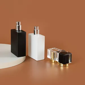 バルク長方形ブラックホワイトenvases de vidrio para perfumes de 30 ml 50ml fancy fragrance glass cologne bottles packing