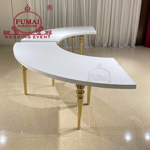 Table de banquet moderne blanche en forme de S de FUMAI FURNITURE avec pieds dorés pour mariage, événement, hôtel - Product Image 4