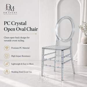 <b>Clear</b> Polycarbonate Open Oval Back Chiavari <b>Chair</b> Lightweight Durable for Wedding and Banquet Events - Product Image 1