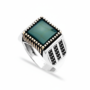 Green Agate Authentic <b>Men</b> <b>Ring</b> Wholesale Handmade 925 Sterling <b>Silver</b> Jewelry <b>Men's</b> <b>Silver</b> <b>Rings</b> - Product Image 2
