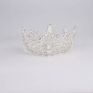 Coronas y Tiaras Altas Decorativas de Aleación Plateada, Tiara Grande de Cristal para Reina, Cumpleaños, Boda, Corona para Concurso <span class=keywords><strong>Miss</strong></span> Universo - Product Image 3
