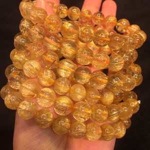 Rare <strong>Gemstone</strong> Healing <strong>Bracelet</strong> Natural Stone Bead 8mm Gold Rutiled Quartz <strong>Bracelet</strong> - Product Image 5