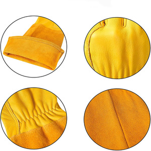 Guantes de piel de vaca y vaca para mujer, manguitos amarillos de manga larga, transpirables, de poda y deshierbe, 3D de malla, personalizados, para jardinería, novedad - Product Image 5
